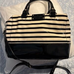 Kate Spade Black and Cream Striped Satchel